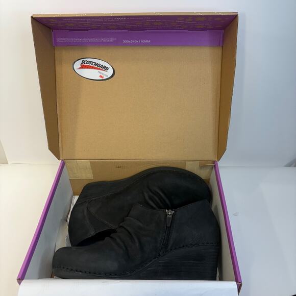 Dansko Sheena Slouchy Black Leather Wedge Bootie Women’s Size 41/10.5 - Picture 10 of 14